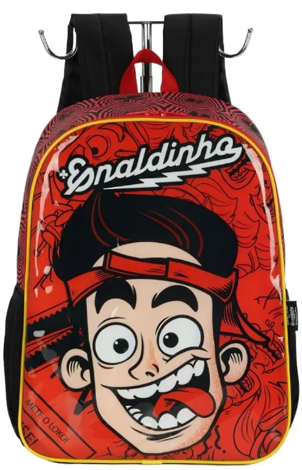 Mochila Com Alça Infantil Enaldinho Preto E Vermelho Luxcel