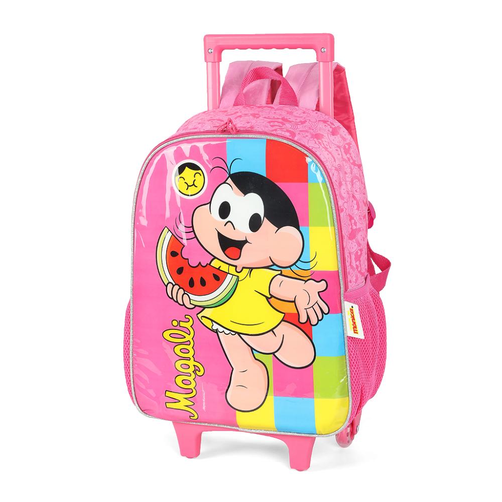 Encontraproduto.com.br - Kit Mochila Rodinhas e Lancheira Luxcel Turma da Mônica Rosa