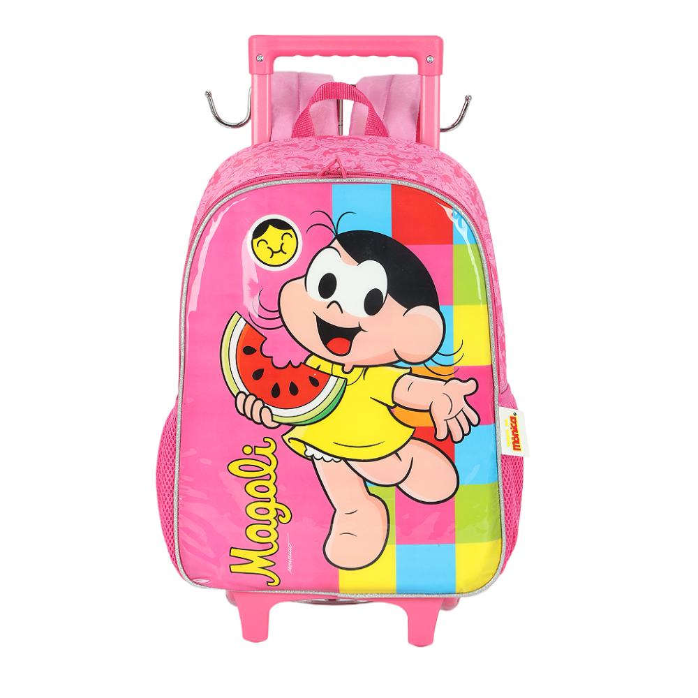 Encontraproduto.com.br - Kit Mochila Rodinhas e Lancheira Luxcel Turma da Mônica Rosa