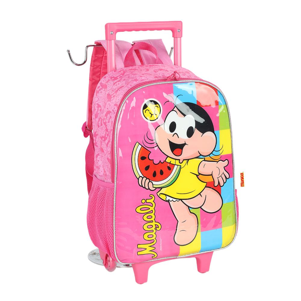 Encontraproduto.com.br - Kit Mochila Rodinhas e Lancheira Luxcel Turma da Mônica Rosa