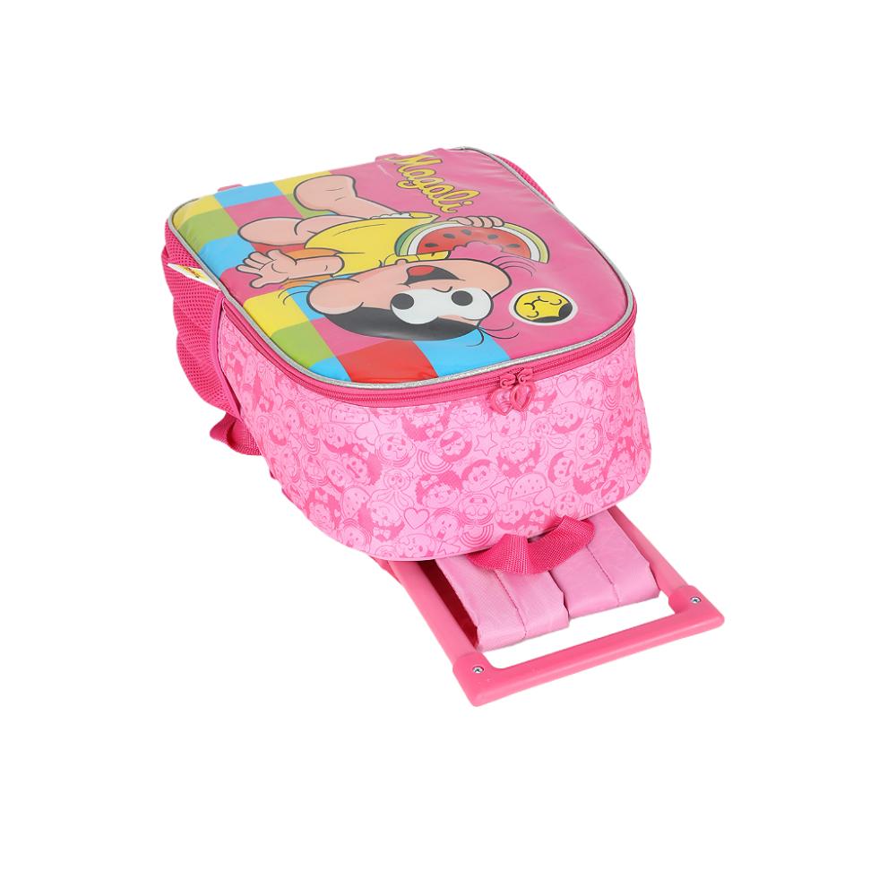 Encontraproduto.com.br - Kit Mochila Rodinhas e Lancheira Luxcel Turma da Mônica Rosa