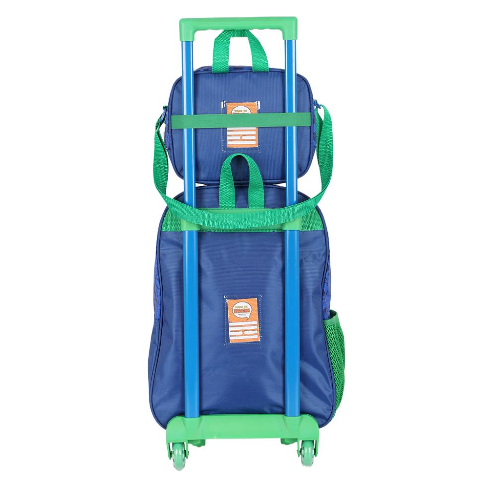 Encontraproduto.com.br - Kit Mochila Rodinhas Lancheira Luxcel Turma da Mônica Verde