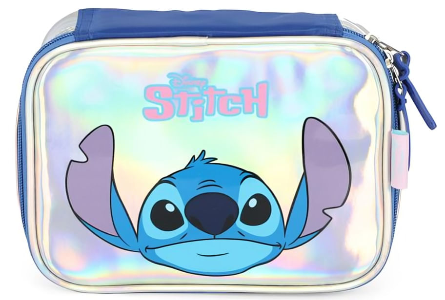 Encontraproduto.com.br - Estojo Escolar Stitch Luxcel Prata EI41684SC