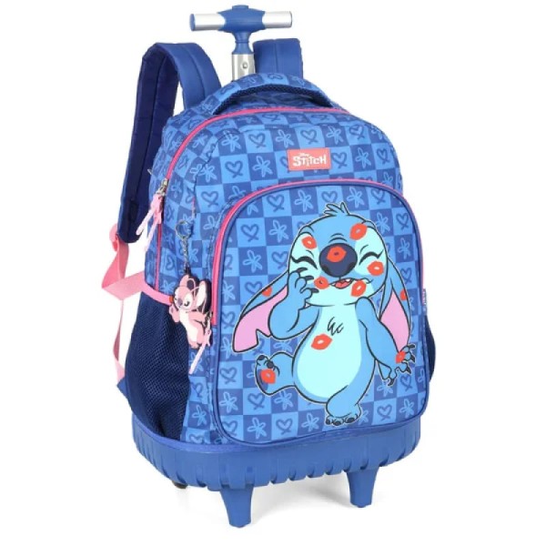 Encontraproduto.com.br - Mochila com Rodas Stitch Azul - Luxcel