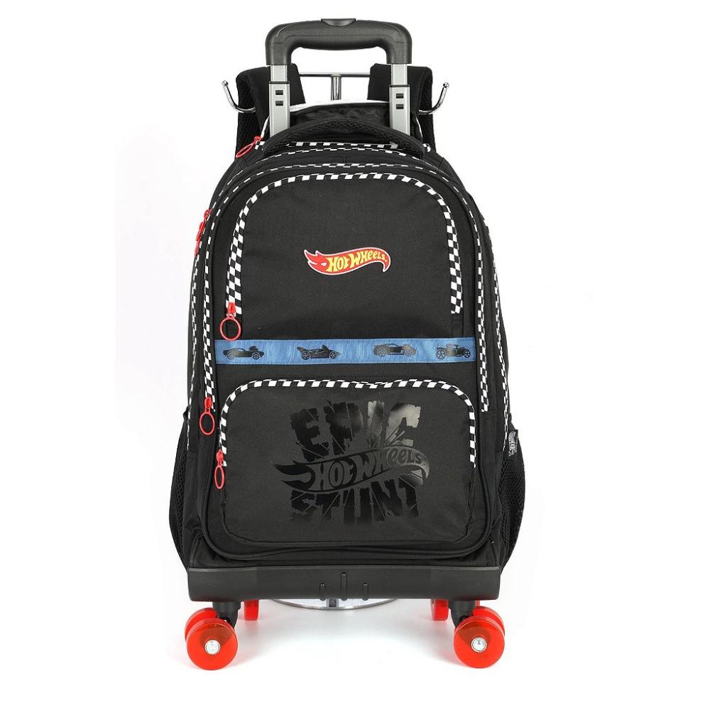 Mochila Rodinhas Com Alça Luxcel Hotwheels Preto