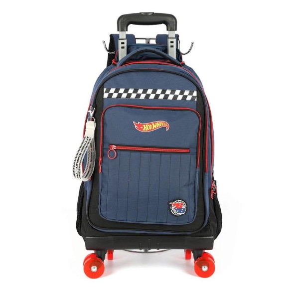 Encontraproduto.com.br - Mochila Rodinhas Com Alça Luxcel Hotwheels Azul