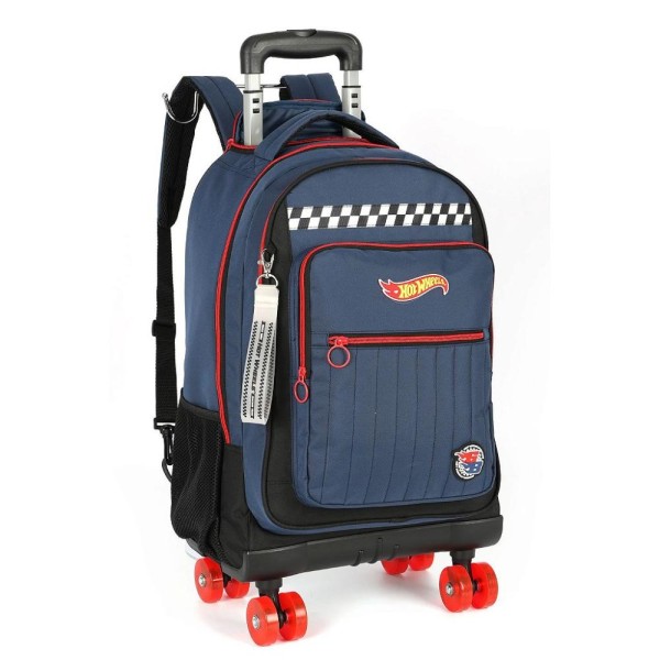 Encontraproduto.com.br - Mochila Rodinhas Com Alça Luxcel Hotwheels Azul