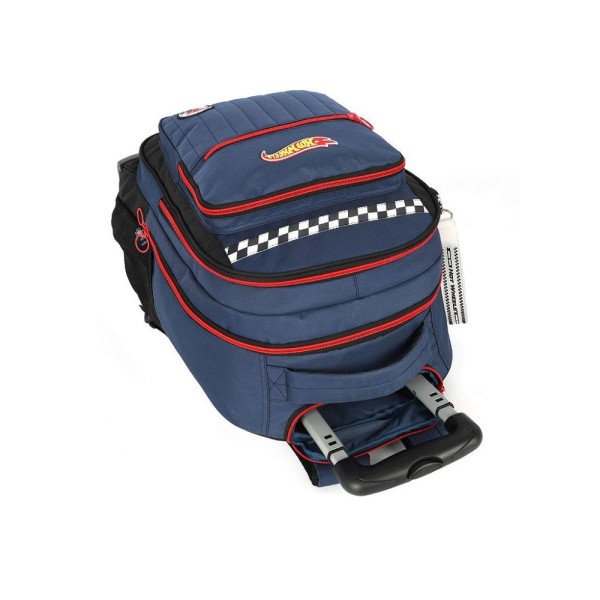 Encontraproduto.com.br - Mochila Rodinhas Com Alça Luxcel Hotwheels Azul