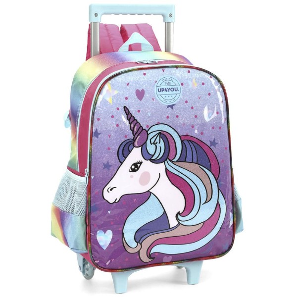 Mochila de Rodinhas Com Alça Luxcel Up4You Unicórnio Azul