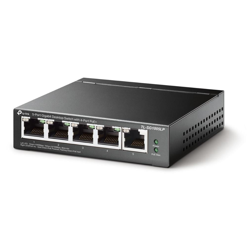 Switch Gigabit Profissional 10/100/1000 C/ 5 Portas (Sendo 4 Poe) Tl-Sg1005Lp Smb