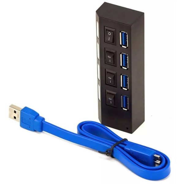 Encontraproduto.com.br - Hub Usb 3.0 4 Portas Super Speed com Botão de Liga e Desliga