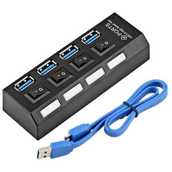 Encontraproduto.com.br - Hub Usb 3.0 4 Portas Super Speed com Botão de Liga e Desliga