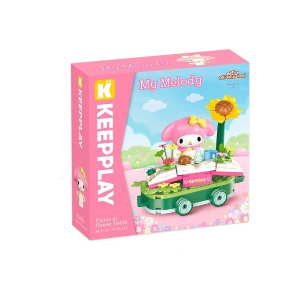 Brinquedo Blocos De Montar Piquenique No Campo Hello Kitty 115 Peças Keeppley