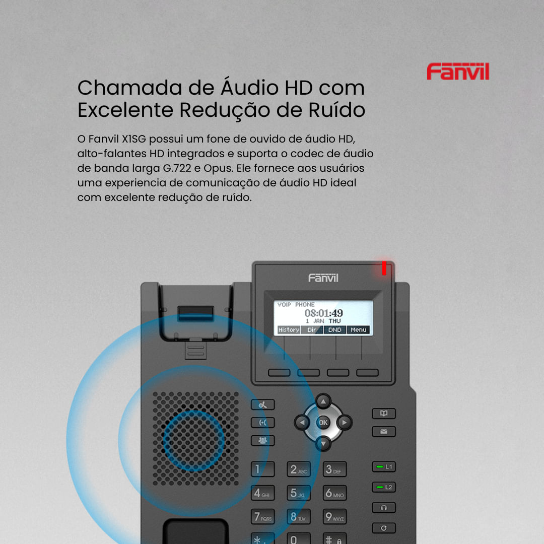 Encontraproduto.com.br - Telefone Ip X1SG Fanvil Gigabit Poe 2 Linhas Sip Com Fonte E Display Luminoso
