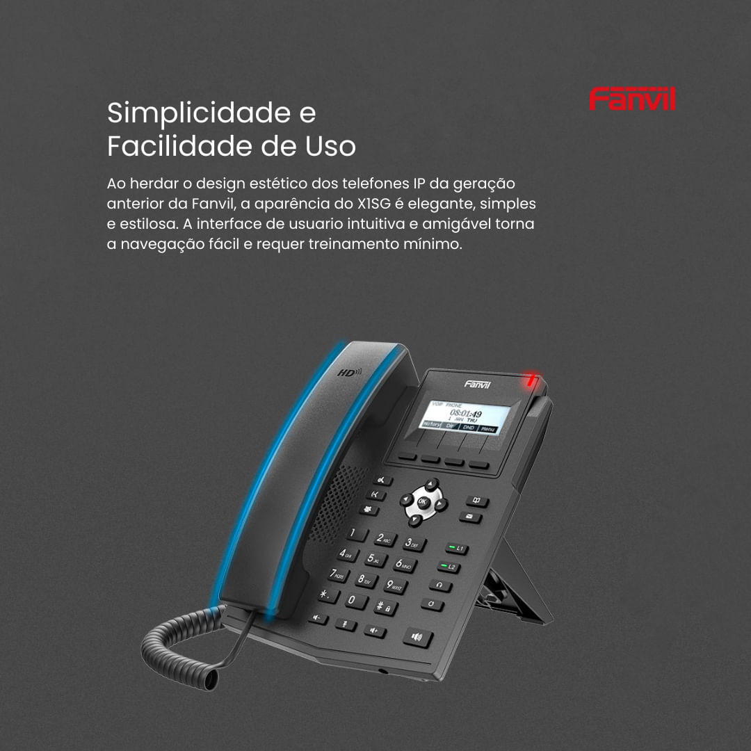 Encontraproduto.com.br - Telefone Ip X1SG Fanvil Gigabit Poe 2 Linhas Sip Com Fonte E Display Luminoso