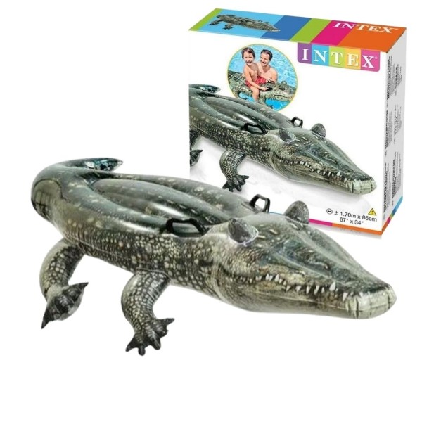Encontraproduto.com.br - Boia Inflável Infantil Jacaré - Bote Realista com Alsa Intex