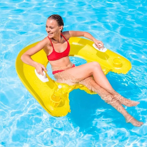 Encontraproduto.com.br - Kit 2 Unidades Poltrona Refrescante Caribe Boia Inflável Copos Intex 58859
