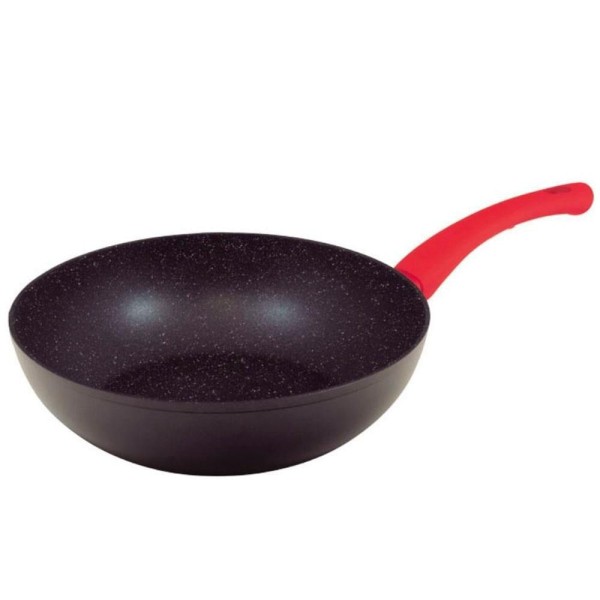 Encontraproduto.com.br - Wok Bergner Toledo em Alumínio Forjado com Revestimento em Marble e Fundo de Indução 26 cm – Preto