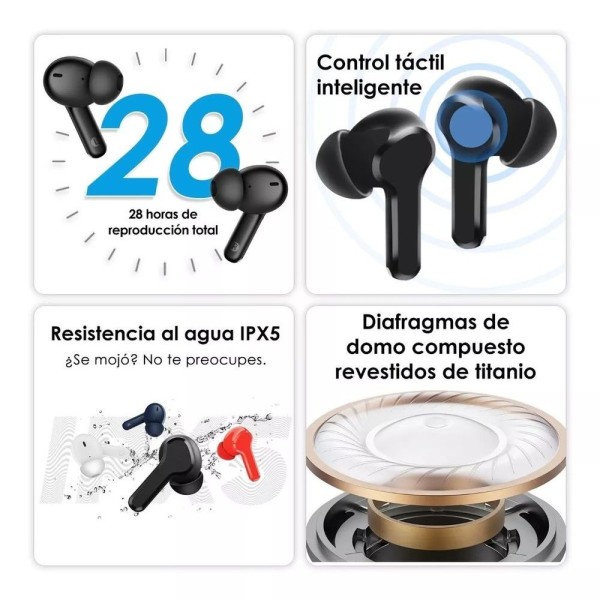 Encontraproduto.com.br - Fone De Ouvido In-ear Gamer Sem Fio Realme Techlife Buds T100 Pop Branco