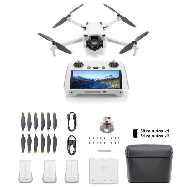 Drone Dji Mini 3 + Dji Rc Combo Fly More Plus 4k30fps-12mp