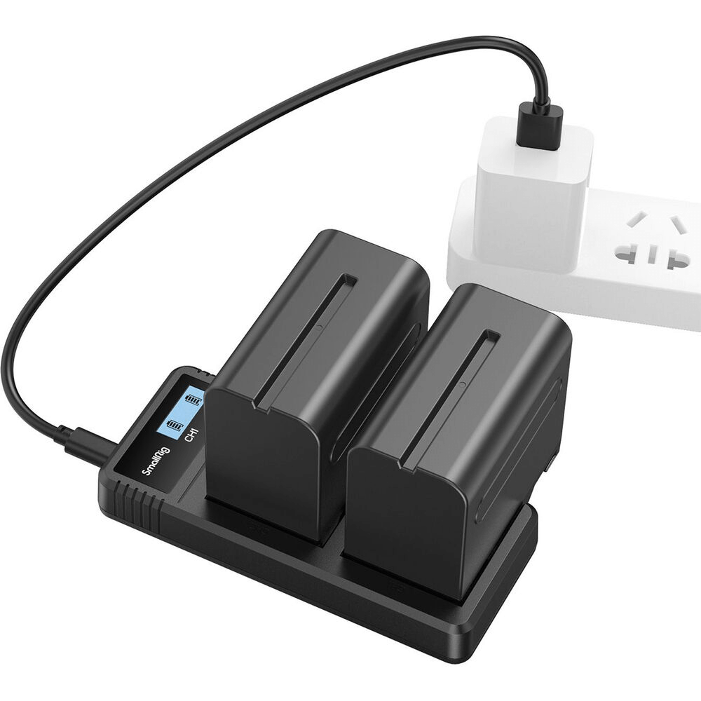 Encontraproduto.com.br - Kit SmallRig 3823 2x Baterias NP-F970 e Carregador Duplo (Bivolt)