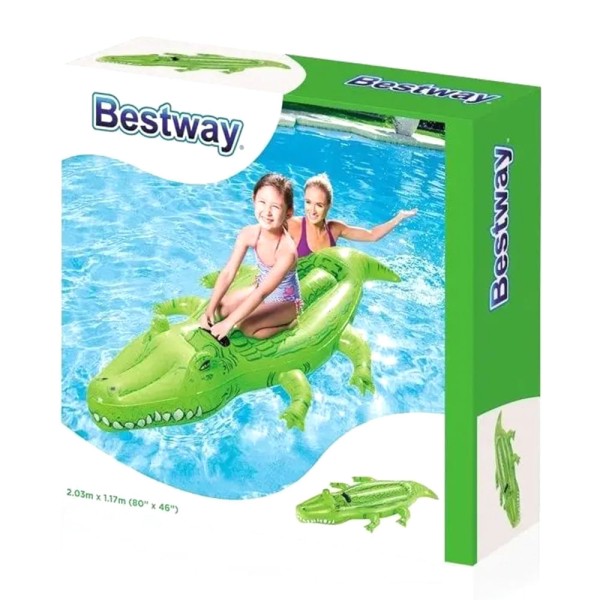 Encontraproduto.com.br - Boia Divertida Crocodilo com Alça 152x71cm Bestway 41477
