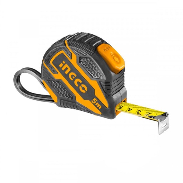 Encontraproduto.com.br - Trena Emborrachada Com Botão Duplo E Auto Trava 5m X 25mm Ingco Hsmt08525