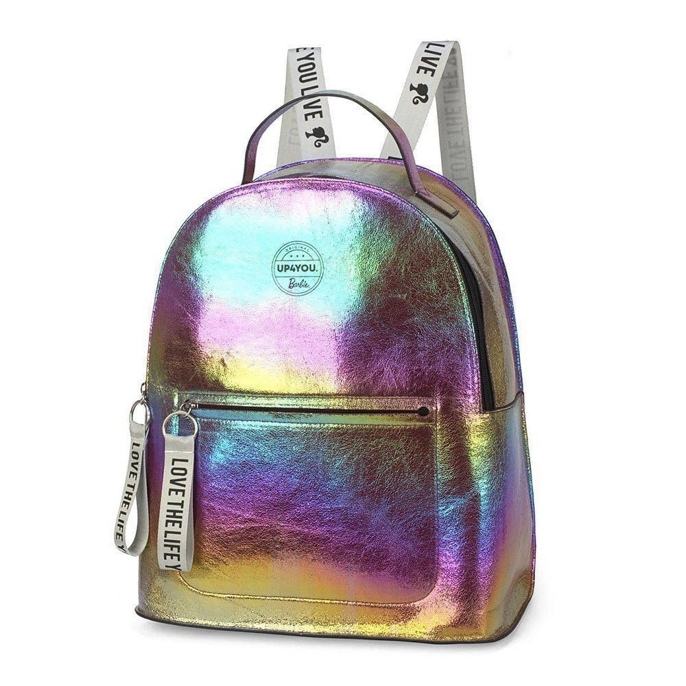 Mochila Feminina Juvenil Up4You Barbie Holográfica Fosca