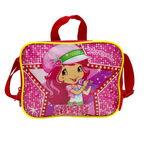 Encontraproduto.com.br - Kit Mochila Com Rodas e Lancheira Moranguinho Vermelho  Maxlog (352796)