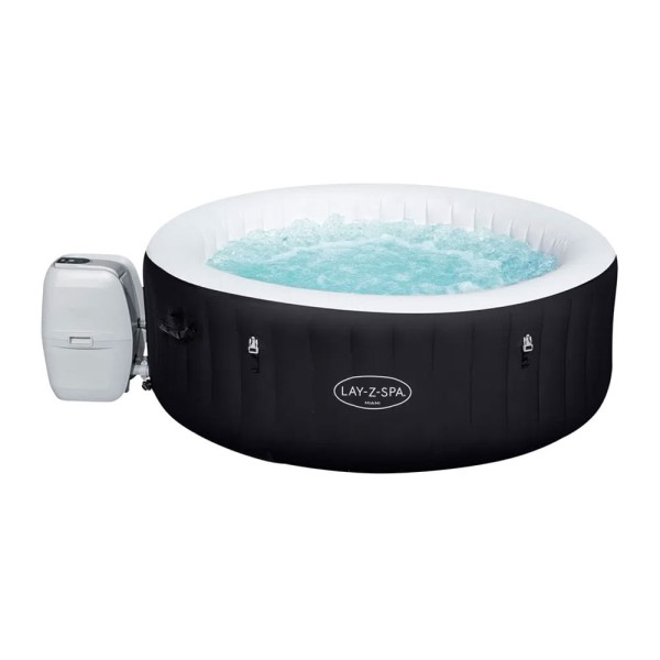 Encontraproduto.com.br - Spa Inflável Redondo + Bomba de Filtragem + Capa Miami Preto 669L 66x180CM 220V - Bestway