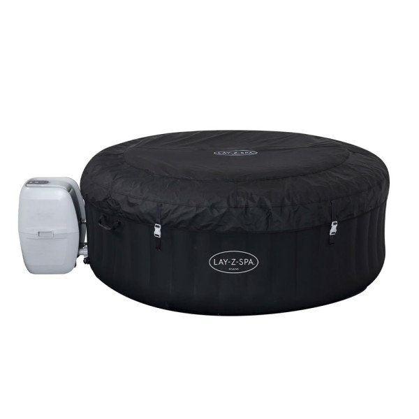 Encontraproduto.com.br - Spa Inflável Redondo + Bomba de Filtragem + Capa Miami Preto 669L 66x180CM 220V - Bestway
