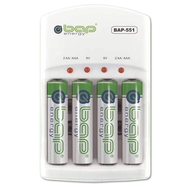 Encontraproduto.com.br - Carregador Pilhas Aa Bap Energy 4 Unidades