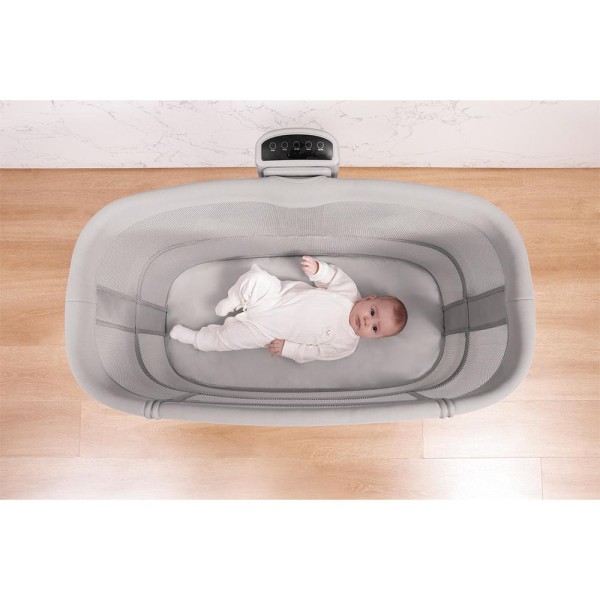 Encontraproduto.com.br - Berço Portátil Acoplado 3 em 1 com Balanço Automático Cinza Escuro – Mastela