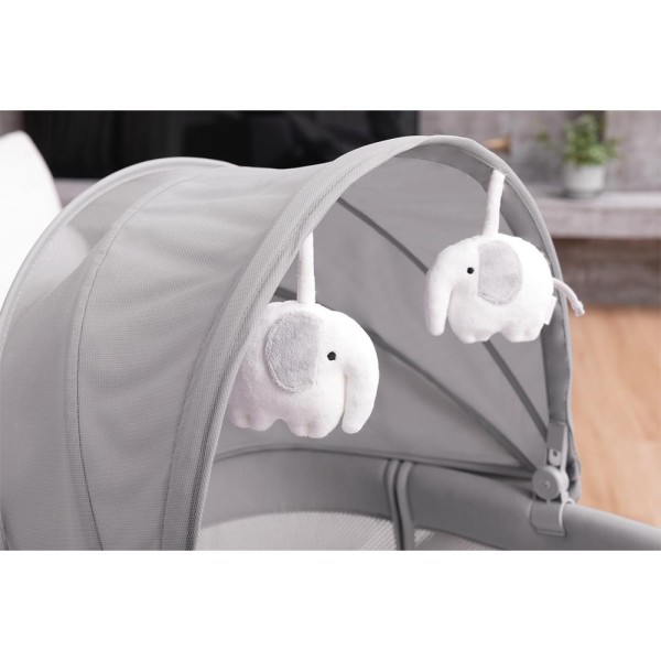 Encontraproduto.com.br - Berço Portátil Acoplado 3 em 1 com Balanço Automático Cinza Escuro – Mastela