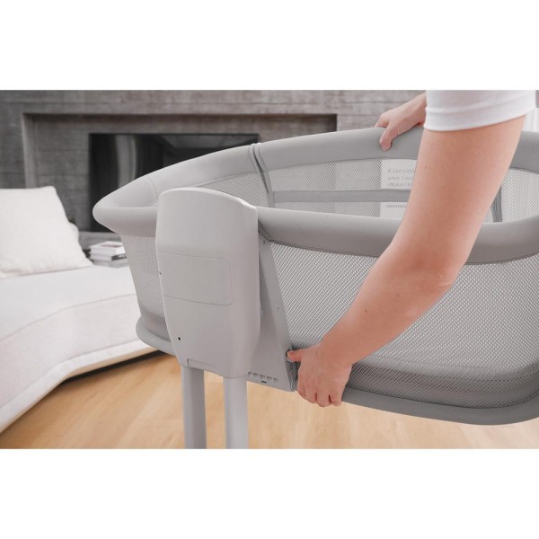 Encontraproduto.com.br - Berço Portátil Acoplado 3 em 1 com Balanço Automático Cinza Escuro – Mastela