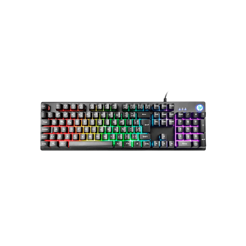 Encontraproduto.com.br - Teclado Gamer C/ Fio K500f Led Rgb USB Preto - Hp