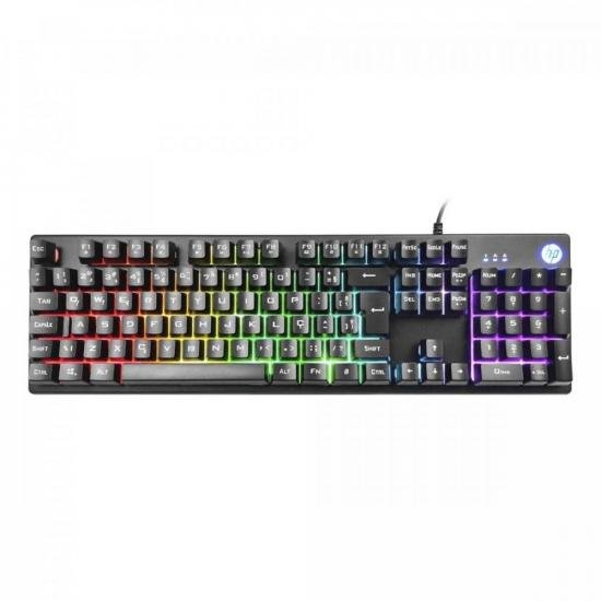 Encontraproduto.com.br - Teclado Gamer C/ Fio K500f Led Rgb USB Preto - Hp