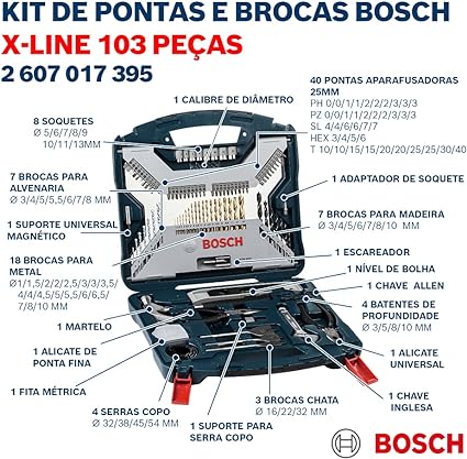Encontraproduto.com.br - Kit de Acessórios Bosch X-line com 103 peças