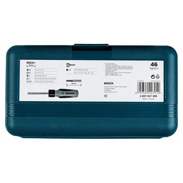 Encontraproduto.com.br - Kit para Parafusar com Maleta 46 Peças - 2607017399-000 - Bosch