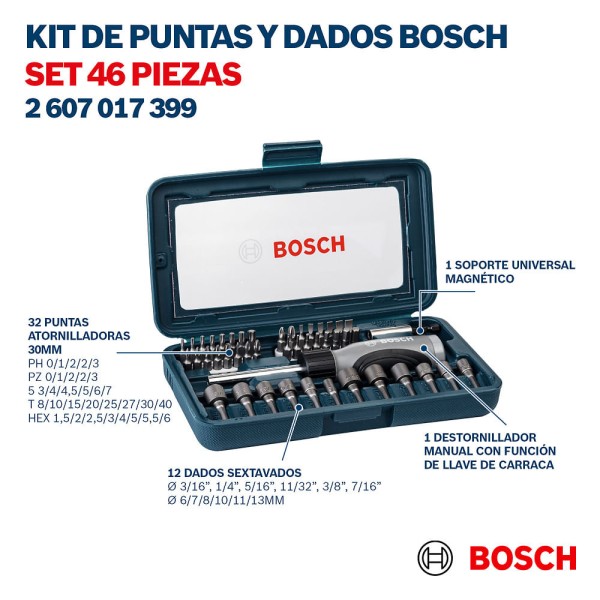 Encontraproduto.com.br - Kit para Parafusar com Maleta 46 Peças - 2607017399-000 - Bosch