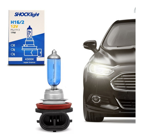 Lâmpada Super Branca H16-2 4300K 19W 12V Efeito Xênon Aplicação Farol