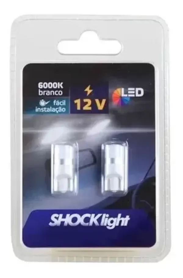 Encontraproduto.com.br - Par Lâmpada Led Pingo T10 1 Led 12v SMD 3030 6000K Retrofit Farol Teto Porta-Malas Shocklight