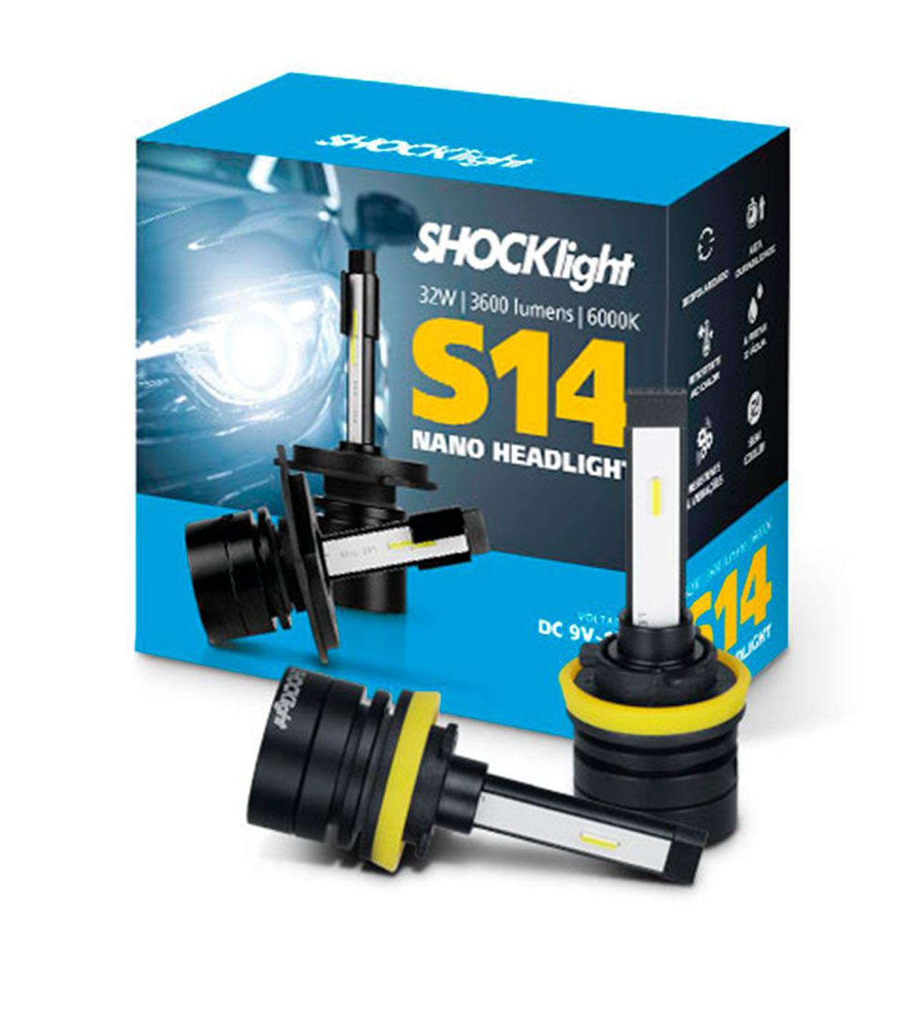 Encontraproduto.com.br - Kit Lâmpada Super LED Nano Headlight H8 H9 H11 H16 6000K 9V 12V 7200LM Shocklight Carro Moto
