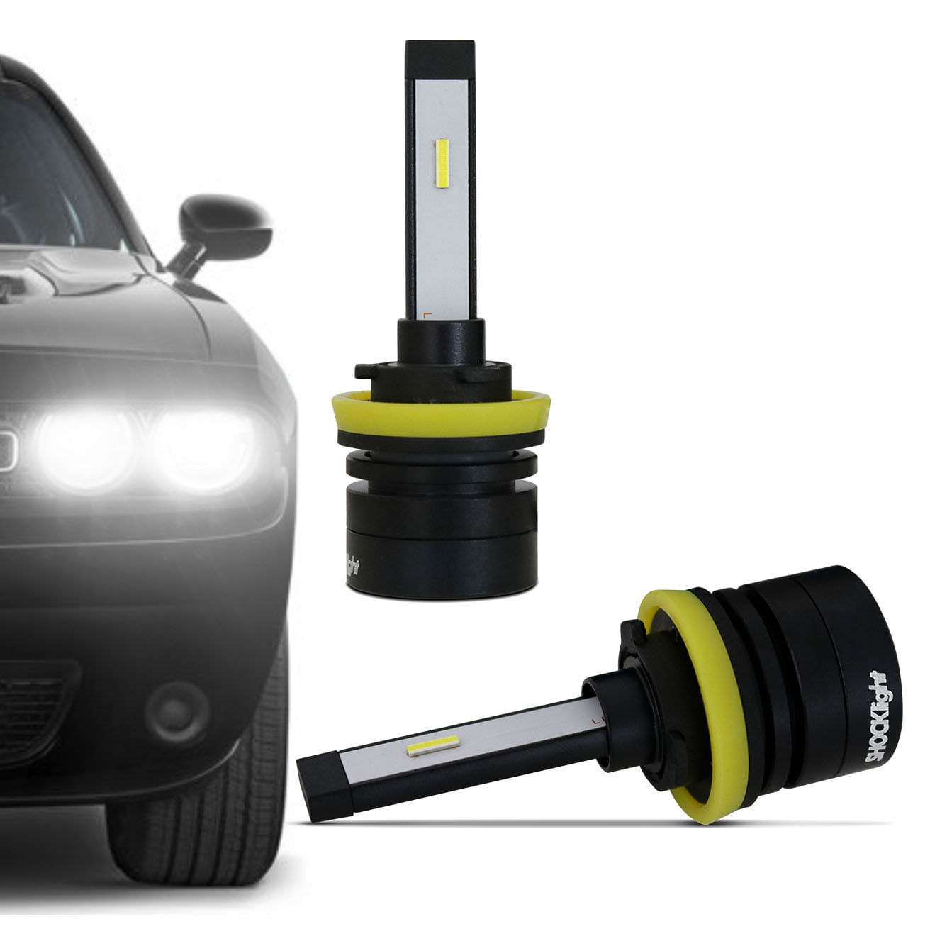 Encontraproduto.com.br - Kit Lâmpada Super LED Nano Headlight H8 H9 H11 H16 6000K 9V 12V 7200LM Shocklight Carro Moto