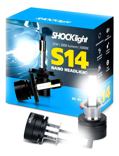 Encontraproduto.com.br - Kit Lâmpada Super LED Nano Headlight H8 H9 H11 H16 6000K 9V 12V 7200LM Shocklight Carro Moto