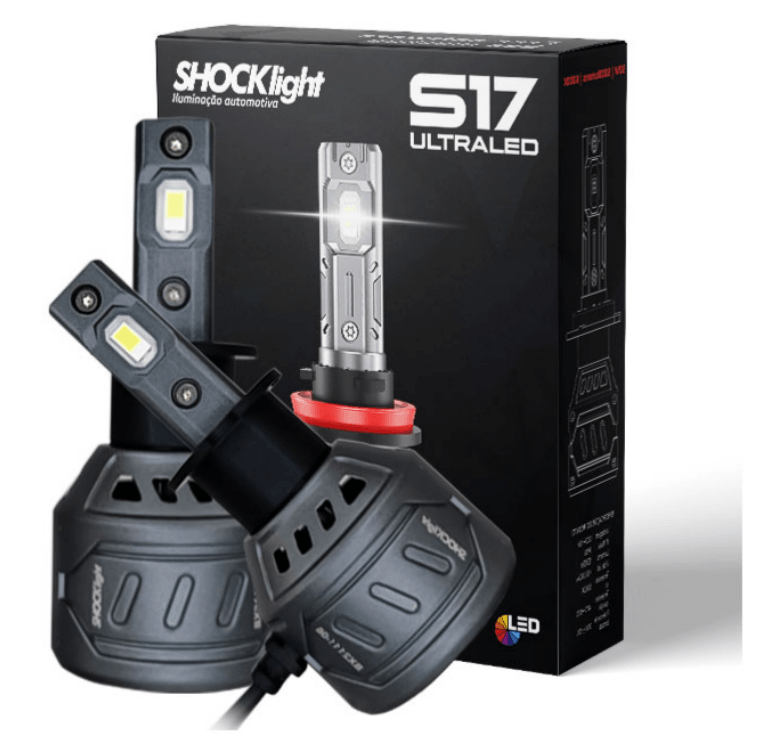 Par Lâmpadas Ultraled S17 Nano H3 Shocklight 6000k 12v 55w 5000lm