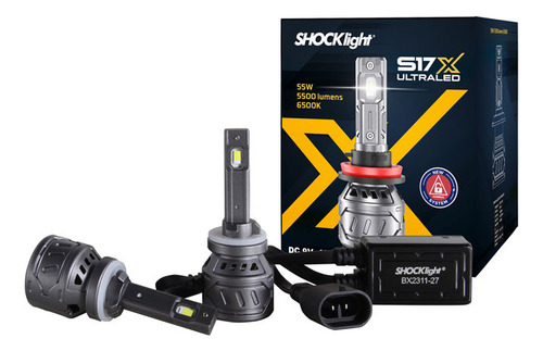 Encontraproduto.com.br - Par Lâmpadas Ultraled S17 Nano H3 Shocklight 6000k 12v 55w 5000lm