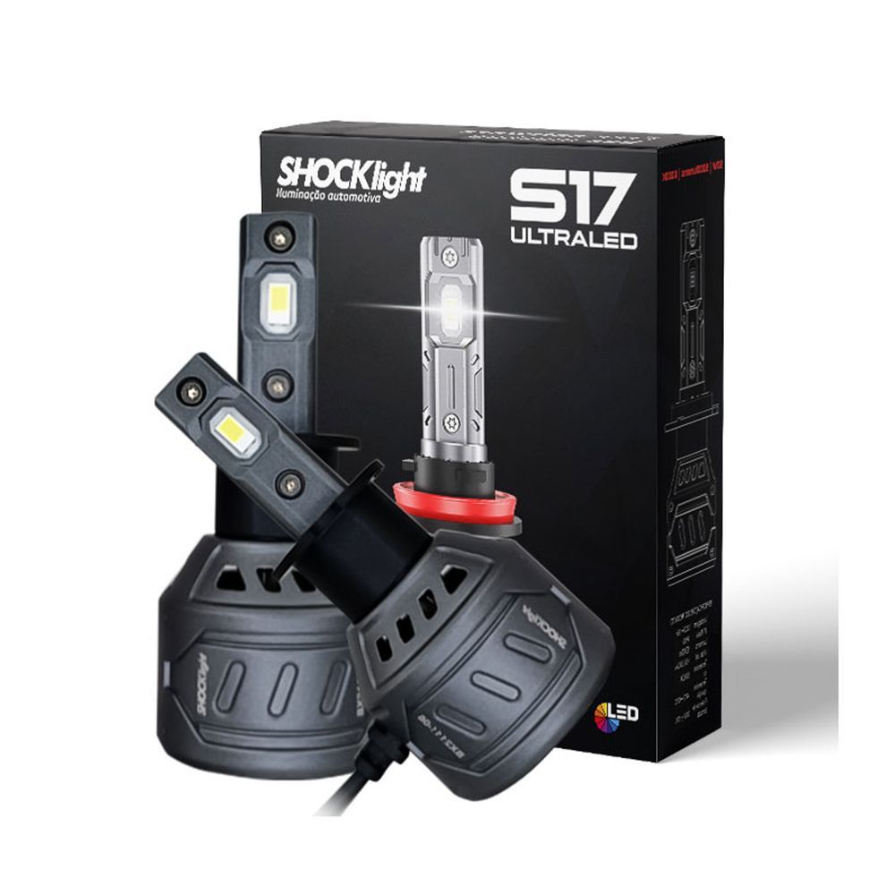 Encontraproduto.com.br - Par Lâmpadas Ultraled S17 Nano H3 Shocklight 6000k 12v 55w 5000lm