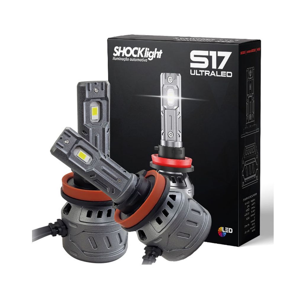 Encontraproduto.com.br - Par Lâmpadas Ultraled S17 Nano H8/h9/h11/h16-2 Shocklight 6000k 12v 55w 5000lm