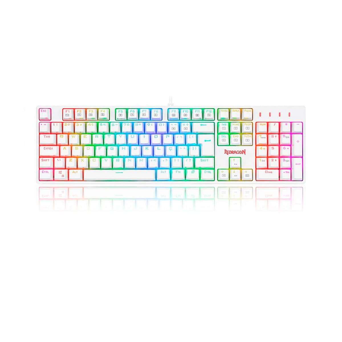 Teclado Gamer Óptico Redragon Surara Pro, RGB, Switch Azul, Branco - K582W-RGB-PRO